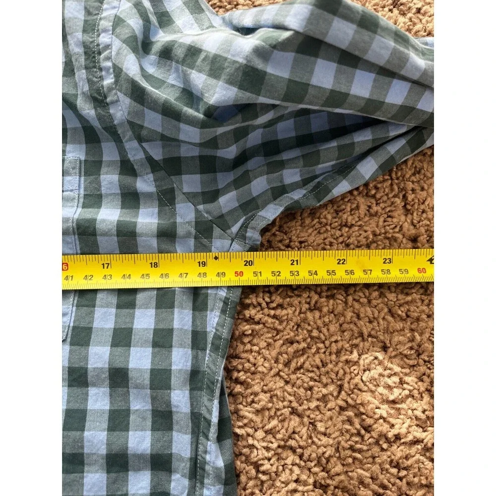 J.Crew Factory Mens SM Button Down Shirt‎ Long Sleeve Blue Green Check Collared